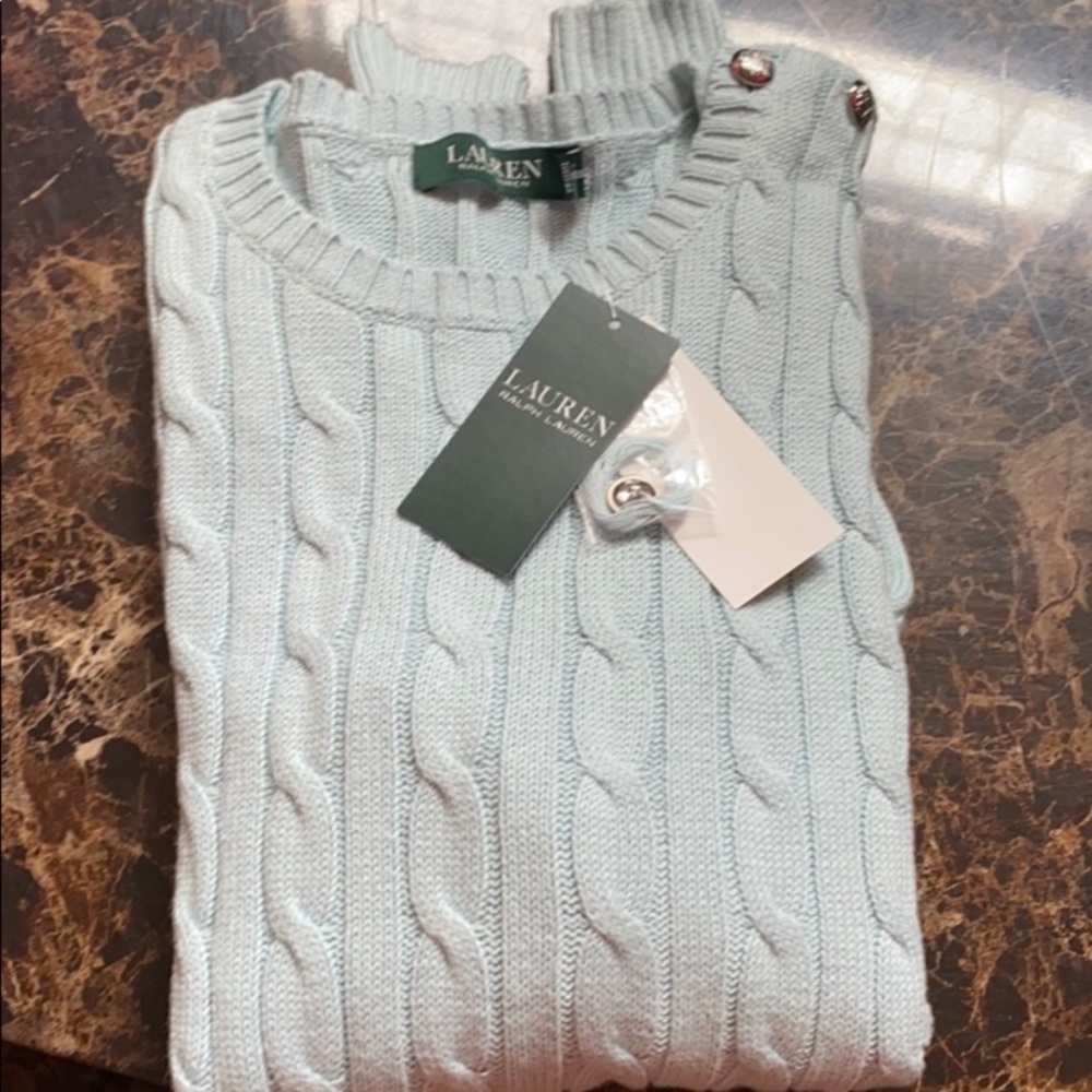 NWT Ralph Lauren pale aqua sweater size M - Picture 3 of 3